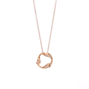 Chow Sang Sang 周生生 Love Decode 18K Rose Gold Curved Waves Diamond Necklace 47cm 92126U