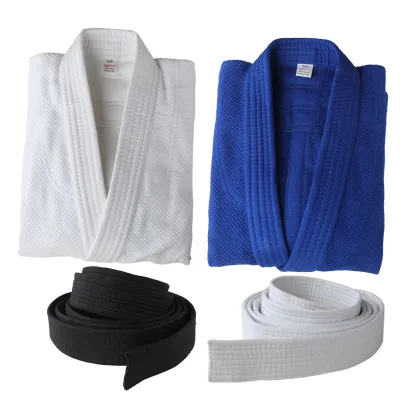 Pure Cotton Thick Judo Uniform for Adults And Kids Men And Women Training Gi Blue White Traditional Martial Arts Sportswear