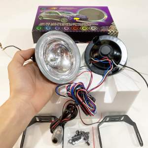 Foglamp Spot Lampu tembak sorot kabut Bulat plus senja 7 warna 12V-55W Universal Mobil / Motor