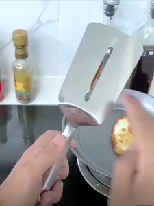 Stainless Steel Frying Shovel Clip with Non-Slip Grip for Easy Food Pouring