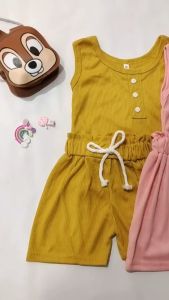 HANNA - SETELAN ANAK ANDINE / SETELAN SINGLET KATUNG TANPA LENGAN / SETELAN HOTPANTS TALI RIB 1-3 TAHUN