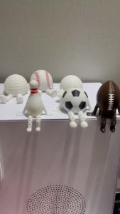 3D Printed Soccer Rugby Ornament Legs Flexible Pose Collectible Desk Decor Sports Ball Figurine Gift For Office Bookshelf