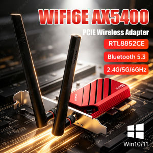 Fenvi | WiFi 6E AX5400 PCI-E Adapter RTL8852CE BT 5.3 Tri Band 2.4G/5G/6Ghz Gigabit Wireless Network Card 802.11AX For Desktop Win 10/11