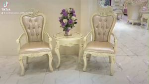 Bộ bàn trà 2 ghế thư giãn tân cổ điển nhập khẩu bọc da 950B