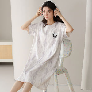 MiiOW | Pure Cotton Sleepwear Womens Summer Cute Short Sleeve Dress With Chest Pad Home Clothes 2025 New Style Sweet Home Clothes