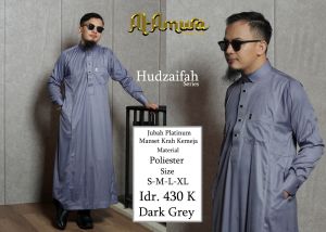 jubah pria poliester lengan panjang manset gamis al amwa hudzaifah