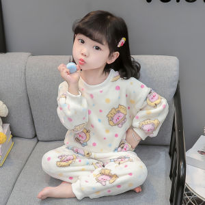 Kids Pajamas Flannel Little Girl Autumn and Winter Children Heattech Suit Coral Fleece Winter Girls Home Wear