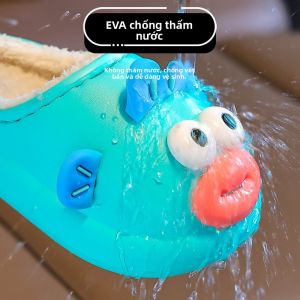 MONLEYTA | Dép bông trẻ em mùa đông chống trượt chống thấm nước đế EVA dép bông nhung thoải mái cho bé trai và bé gái