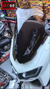 Garnish Visor Garnish Windshield Fire Motif Yamaha Nmax V2/V3 Acrylic Material GT68 LOGO Made in Thailand