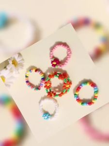 Korean Colorful Small Flower Ring Sets Bohemia Handmade Multi Beaded Rice Beads Finger Ring For Women Beach Jewelry  Party Gift