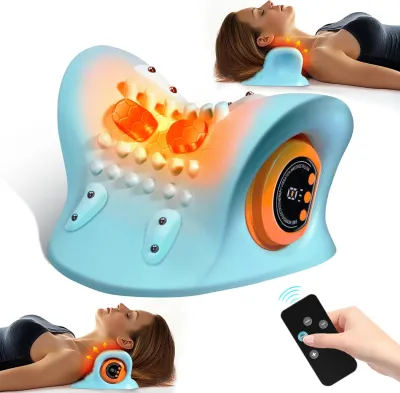 Gối Massage Cổ Vai Di Động Bằng Điện Tích Hợp Chức Năng Kéo Giãn Cổ Đa Năng Với 3 Chế Độ Thư Giãn