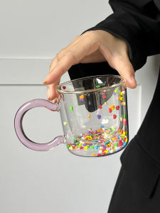 Cute Double Layered Heat Resistant Glass Cup: Creative Heart Shaped Bubbles & High Aesthetic Value Gift