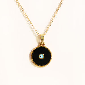 Stainless Steel Turkey Evile Eye Necklace For Women Round Heart Geometric Pendant Fashion Gift For Friend Lucky Collar Jewelry