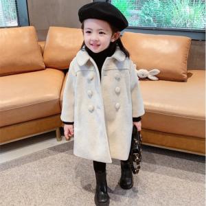 Thickened Woolen Coat for Girls Double Row Buttons Autumn Winter New Style Childrens Clothing Korean Version Baby Coat Trendy