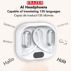 [Bluetooth V6.0] ERAZER XF53 Bluetooth Wireless Earphones Open Sports Headphones AI Translator Earbuds Soft EarHook Not-in-Ear