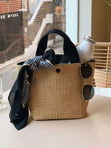 2025 New Straw Woven Bag Summer Vacation Beach Bag Fashion Leisure Countryside Style Woven Bag Retro Leisure Handbag