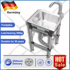 🔥Damage Compensation🔥 304 stainless steel Sink Foldable sink Portable Sink Stand and Faucet Set