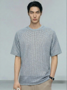 Jack Jones | Summer Short Sleeve Solid Color Waffle Fabric Round Neck T-Shirt