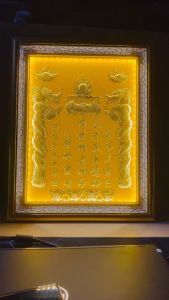 [38x48] Bài vị thần tài thổ địa dát vàng khung gỗ vàng nền vàng ngang 38cm cao 48cm