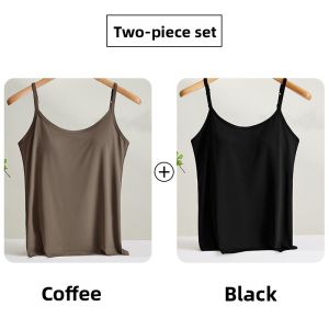 miiow | Womens One-Piece Strap Vest Built-In Bra Base Layer Summer Inner Wear Cat Person Commute Style Regular Length Pure Color
