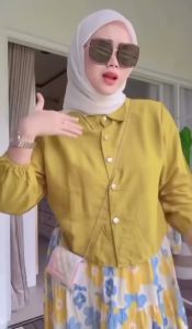 one set rok havel setelan wanita terbaru motih bunga kekinian viral