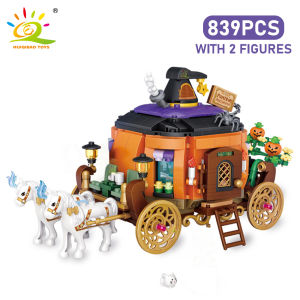 HUIQIBAO Halloween Mini Pumpkin House Micro Model Building Blocks City DIY Pumpkin Carriage Set Bricks Toys for Children Gift