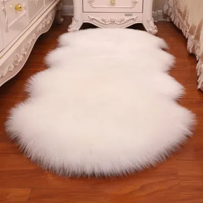 Faux Fluffy Shaggy พรมหนังแกะประดิษฐ์ผมยาวพรมขนสัตว์ Fluffy Mat Home Decor ลื่นสําหรับห้องนั่งเล่นห้องนอน