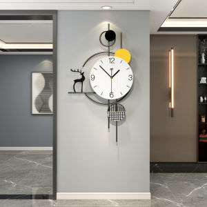 Minimalist Nordic Series Art Deer Wall Clock Hot Sale Home Living Room Simple and Fashion Mute Creative Vintage Clock Decorations 36x66CM