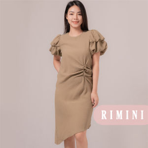 RIMINI - Dress Wanita Simple Puff Midi Katun Crinkle XS-XL - Tiffania Dress 887593