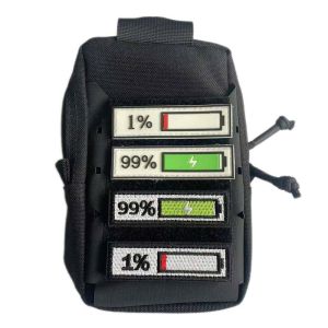 สถานะแบตเตอรี่โทรศัพท์มือถือ 1% 99% โลโก้ ตราสัญลักษณ์ ป้ายผ้า ปักลาย ป้ายติดเสื้อผ้า 3 มิติ สติ๊กเกอร์ PVC แบบยุทธวิธี