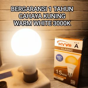 MYVO Classic lampu LED BULB CAHAYA WARM WHITE 3000K KUNING 3W 5W 7W 9W 10W 12W 15W 18W 20W 21W 25W 30W 50 WATT SNI GARANSI 1 TAHUN BOLAM BOHLAM Kualitas Terbaik ekonomis hemat energy murah terlaris