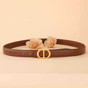 Fashionable Simple Genuine Leather Belt Smooth Buckle Decoration for Jeans Student Pants Korean Version New Style Womens Belt