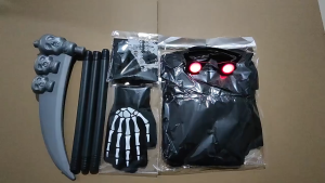 Grim Reaper Costume Set 5Pcs Hooded Cloak Skull Face Mask Gloves Scythe Death Reaper Costume