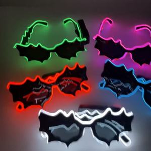 New Eccentric Personality Irregular LED Luminous Ink Piece Glasses Fashion Special-Shaped Wave Sunglasses Disco Dancing Props