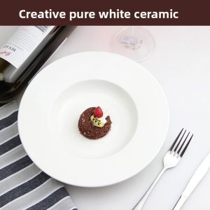 Ceramic Western Style Soup Plate Bowl round Pasta Dish Home Use Dishware Subtype Flying Saucer Dish Cap Shape Cuisine Style