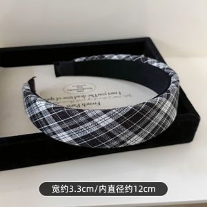 Early Autumn Retro Plaid Hairband Womens Beauty Hair Accessories Wide Edge Headwear Face Slimming Hair Ties Hair Bundling Decorations