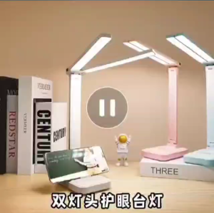 [ Boombox ] HG-699 Table Lamp Rechargeable Double Head 3 Level Touch Dimming Room Desk Lamp Office Reading Light