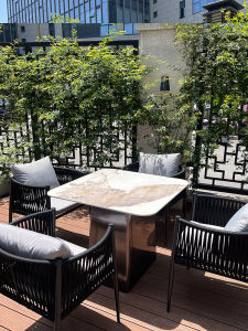 Outdoor Table And Chair Set Aluminum Alloy Waterproof Patio Garden Terrace Rock Plate Vine Chair Nordic Style Semi-Assembled