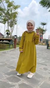 Gamis Anak Naura Airflow Hooneybee Warna Lime Size 2-10 thn