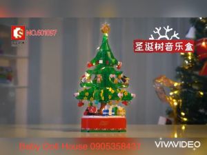 Đồ chơi xếp hình lắp ráp hộp nhạc cây thông Noel  Sembo 601097 có nhạc có đèn