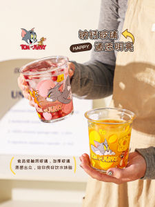 Cute Cartoon Cat And Mouse Glass Cup for Drinking Milk Office Home Use Single Layer Glass Juice Cup Portable Breakfast Milk Cup