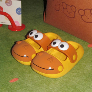 Fun Cartoon Kids Slippers Big Eyes Boys Girls Summer Outdoor Slip-On Shoes Cute Childrens Sandals Thinner Strip PVC Material