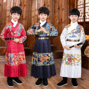 Childrens Hanfu Costume Ming Dynasty Fish-scale Suit Boys Elegant Traditional Clothing Spring Autumn Fashionable Kids Wear