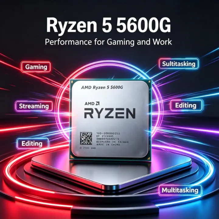 AMD | AMD R5 5600G Socket AM4 Desktop CPU 3.9GHz 6‑Core 12‑Thread 16MB L3 Cache 65W Processor 100‑000000252 For AM4 Motherboard Upgrad