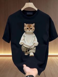 Áo Thun Cotton in Họa Tiết Mùa Hè Cổ Tròn Tay Ngắn Đa Năng Thời Trang Thường Ngày Thoáng Khí Thoải Mái Cho Mọi Lứa Tuổi