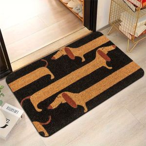 VIKAMA Funny Dachshund Door Mat Coir Cute Long Weiner Dog Doormat with Rubber Backing Non Slip Dachshund Mat for Entrance Way