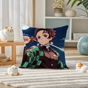 Bandai | Demon Slayer Muzan Kibutsuji Anime Plush Pillow Cover Soft Short Plush Cushion Cover For Sofa Bedroom Home Decor Gift Decoration