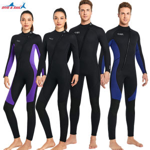 DIVE SAIL 3MM Neoprene Men And Women Wetsuit Ddiving Suit Front Zipper Cuff Zipper Snorkeling Surfing One Piece Wetsuit Winter Thermal Swimsuit