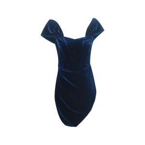 ชุดเดรสสั้นผ้ากำมะหยี่ไหมทรงเข้ารูปสำหรับผู้หญิง ทรงเอวสูง แขนกุด ทรงหลวม สไตล์เรโทร ชุดเดรสฤดูร้อนสีพื้น