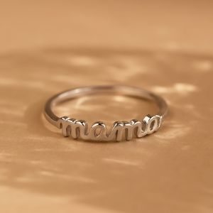 Huitan Simple Design "Mama" Ring for Women Mothers Day Gift Fashion Gold Color/Silver Color Daily Wear Versatile Band Jewelry